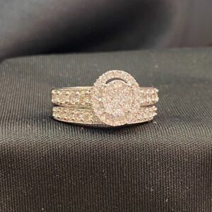 R-870 (1) Pave 2.12 Cts Round Brilliant Cut Natural Diamonds Bridal Rings Set In 14K Gold