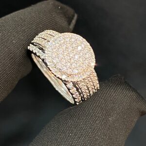 R-873 (1) Pave 2.25 Cts Round Brilliant Natural Diamonds Wedding Rings Set In 14K Gold