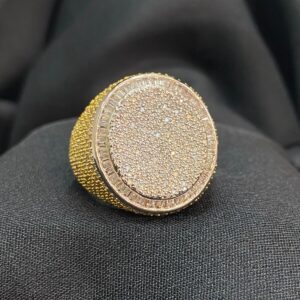 R-876 (1) Pave 5.85 Carats Round Baguette Natural Diamonds Iced Out Men's Ring In 14K Gold