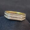 R-883 (2) Pave 1.51 Cts Channel Set Princess Diamonds Unisex Two-Row Wedding Ring 14K Gold