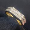 R-883 (3) Pave 1.51 Cts Channel Set Princess Diamonds Unisex Two-Row Wedding Ring 14K Gold