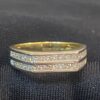 R-883 (4) Pave 1.51 Cts Channel Set Princess Diamonds Unisex Two-Row Wedding Ring 14K Gold
