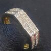 R-883 (5) Pave 1.51 Cts Channel Set Princess Diamonds Unisex Two-Row Wedding Ring 14K Gold
