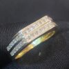 R-883 (7) Pave 1.51 Cts Channel Set Princess Diamonds Unisex Two-Row Wedding Ring 14K Gold