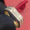 R-883 (9) Pave 1.51 Cts Channel Set Princess Diamonds Unisex Two-Row Wedding Ring 14K Gold