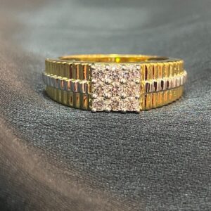 R-891 (1) Pave 0.90 Cts Round Brilliant Cut Natural Diamonds Men's 9-Stone Ring In 14K Gold
