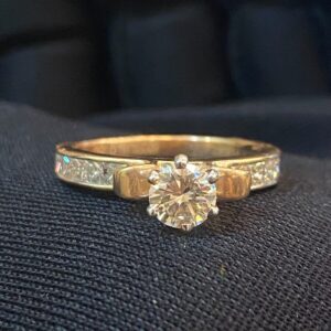 1.16 Cts Round Princess Shape Diamonds Solitaire Engagement Ring In 585 14K Gold