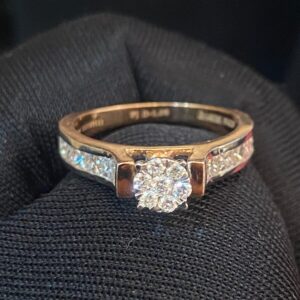 R-922 (1) Pave 1.20 Cts Princess Round Shape Natural Diamonds Engagement Ring In 14K Gold