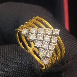 0.62 Cts Round Brilliant Cut Diamonds Five-Row Wedding Cluster Ring In 14K Gold