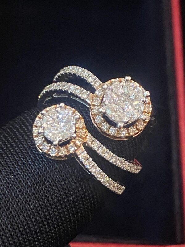 R-934 (2) Pave 1.28 Cts Round Marquise Princess Cut Diamonds Anniversary Ring In 14K Gold