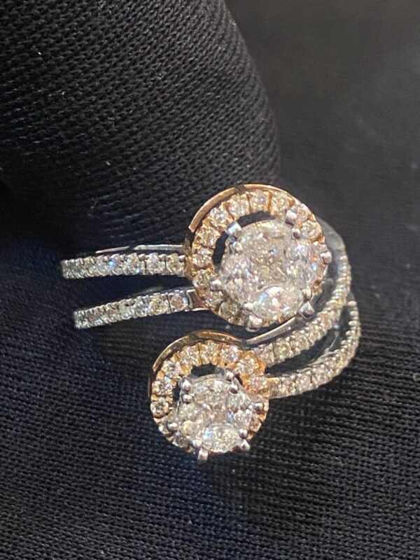 R-934 (3) Pave 1.28 Cts Round Marquise Princess Cut Diamonds Anniversary Ring In 14K Gold
