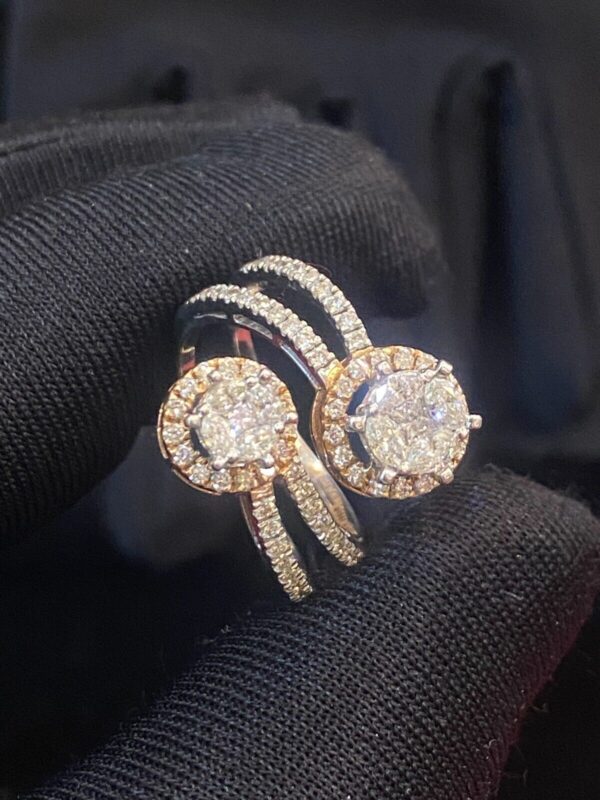 R-934 (7) Pave 1.28 Cts Round Marquise Princess Cut Diamonds Anniversary Ring In 14K Gold