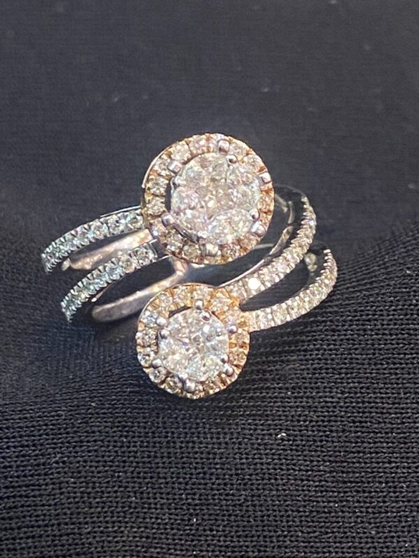 R-934 (9) Pave 1.28 Cts Round Marquise Princess Cut Diamonds Anniversary Ring In 14K Gold