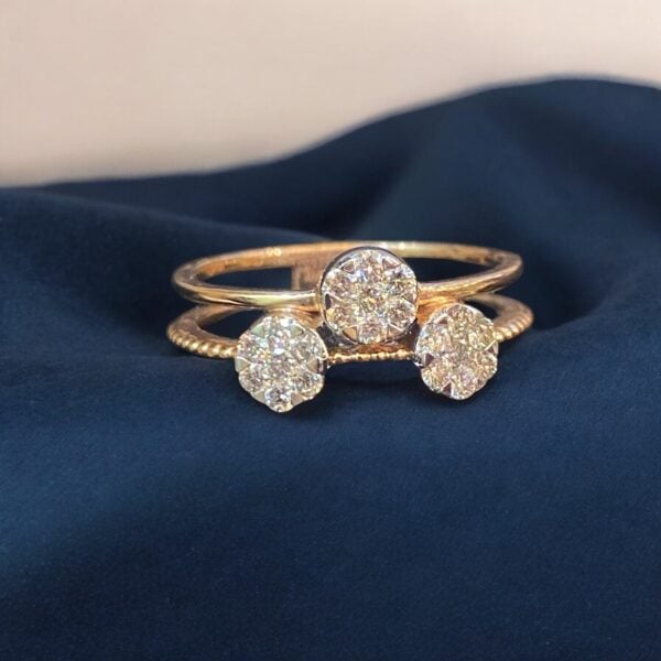 R-935 (18) Pave 0.60 Cts Round Brilliant F/VS1 Diamonds Cluster Engagement Ring In 14K Gold