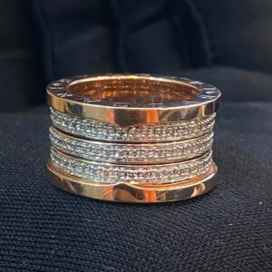Pave 1.20 Cts Round Brilliant Cut Diamonds Unisex B.Zero1 4-Band Ring In 14K Gold