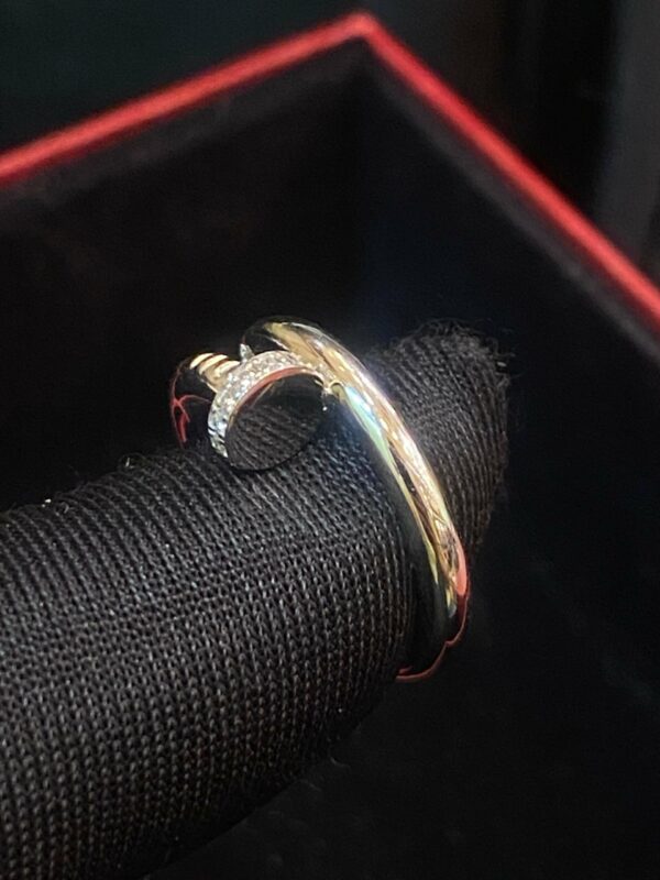 0.22 Cts Round Brilliant Cut Diamonds Juste Un Clou Unisex Nail Ring In 18K Gold