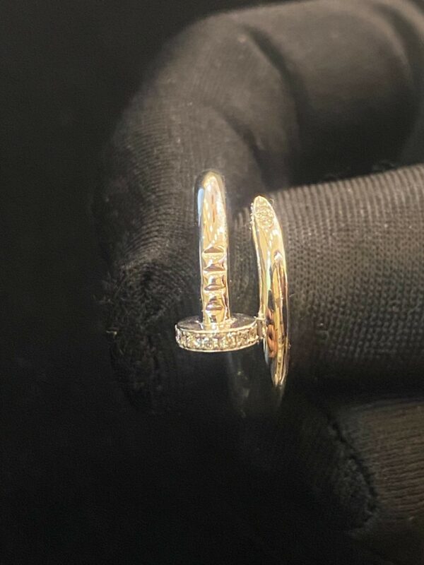 0.22 Cts Round Brilliant Cut Diamonds Juste Un Clou Unisex Nail Ring In 18K Gold