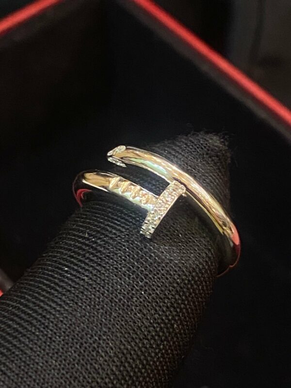 0.22 Cts Round Brilliant Cut Diamonds Juste Un Clou Unisex Nail Ring In 18K Gold