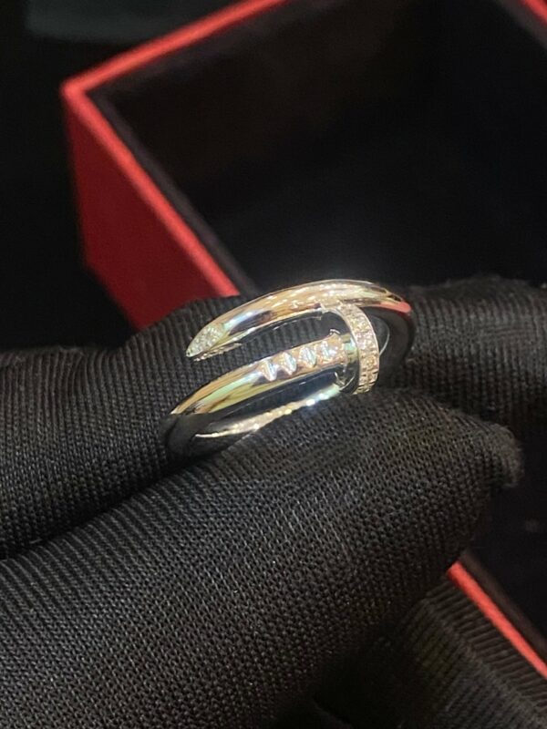 0.22 Cts Round Brilliant Cut Diamonds Juste Un Clou Unisex Nail Ring In 18K Gold