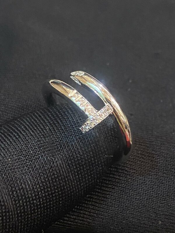 0.22 Cts Round Brilliant Cut Diamonds Juste Un Clou Unisex Nail Ring In 18K Gold