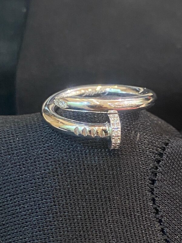 0.22 Cts Round Brilliant Cut Diamonds Juste Un Clou Unisex Nail Ring In 18K Gold
