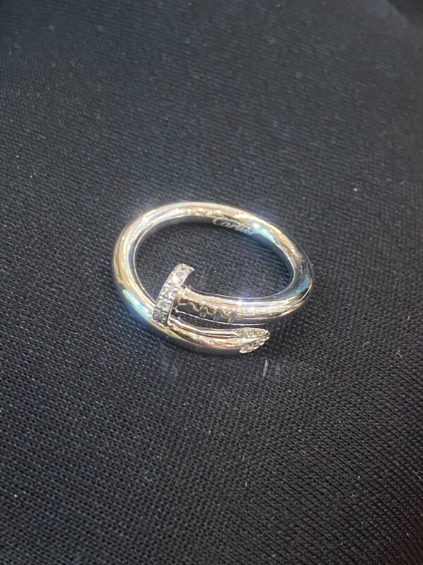 0.22 Cts Round Brilliant Cut Diamonds Juste Un Clou Unisex Nail Ring In 18K Gold