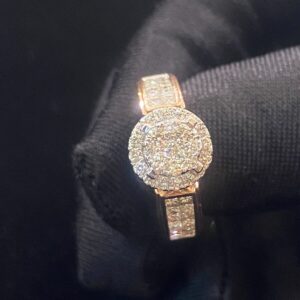 Pave 1.48 Cts Princess Round Cut Invisible Set Diamonds Wedding Ring In 14K Gold
