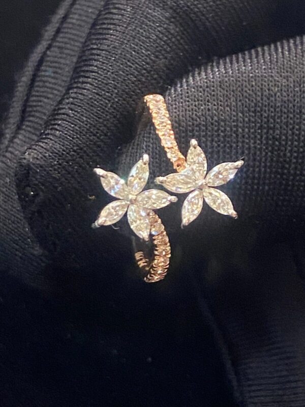 Stunning 0.95 Cts Marquise Round Cut Diamonds Engagement Bloom Ring In 14K Gold