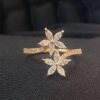 Stunning 0.95 Cts Marquise Round Cut Diamonds Engagement Bloom Ring In 14K Gold