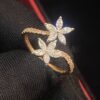 Stunning 0.95 Cts Marquise Round Cut Diamonds Engagement Bloom Ring In 14K Gold