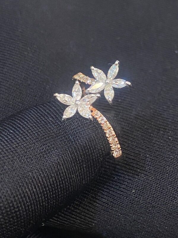 Stunning 0.95 Cts Marquise Round Cut Diamonds Engagement Bloom Ring In 14K Gold