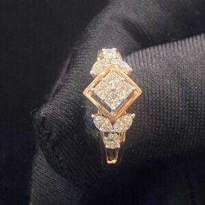 Pave 0.86 Cts Princess Marquise Pear Cut Diamonds Anniversary Ring In 14K Gold
