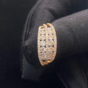 Pave 1.50 Cts Round Brilliant Cut Diamonds Iced Out Hip Hop Band Ring In 14K Gold
