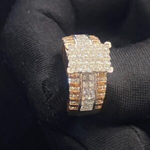 R-977 (1) Pave 1.82 Cts Princess Round Cut Genuine Real Diamonds Engagement Ring 14K Gold