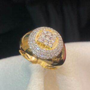 Pave 1.45 Cts G/SI1 Round Brilliant Cut Diamonds Men's Engagement Ring 14K Gold