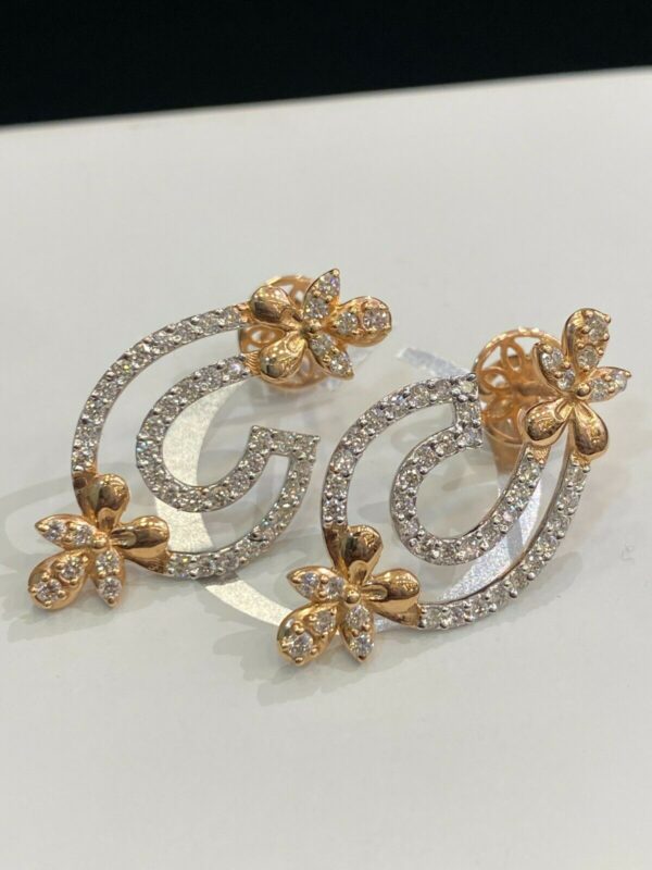 Pave 1.19 Cts Round Brilliant Cut Natural Diamonds Stud Earrings In 585 14K Gold