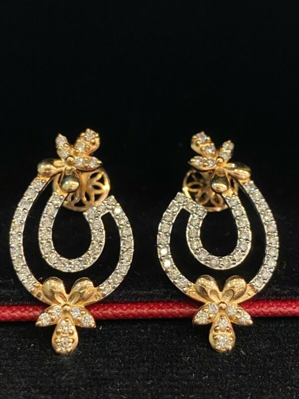 Pave 1.19 Cts Round Brilliant Cut Natural Diamonds Stud Earrings In 585 14K Gold