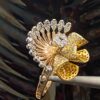SD-R1465 (10) Pave 1.10 Cts Round Brilliant Cut Diamonds Floral Cocktail Ring In 750 18K Gold