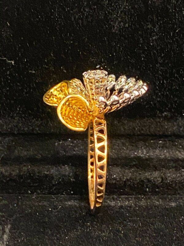 SD-R1465 (12) Pave 1.10 Cts Round Brilliant Cut Diamonds Floral Cocktail Ring In 750 18K Gold