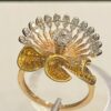 SD-R1465 (5) Pave 1.10 Cts Round Brilliant Cut Diamonds Floral Cocktail Ring In 750 18K Gold