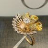 SD-R1465 (6) Pave 1.10 Cts Round Brilliant Cut Diamonds Floral Cocktail Ring In 750 18K Gold