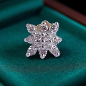 Z-063 (4) Gorgeous 0.14 Cts Round Brilliant Cut Natural Diamonds Nose Stud 18K Yellow Gold