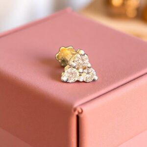 Z-066 (13) Stunning 0.15 Cts Round Brilliant Cut Natural Diamonds Nose Stud 18K Yellow Gold