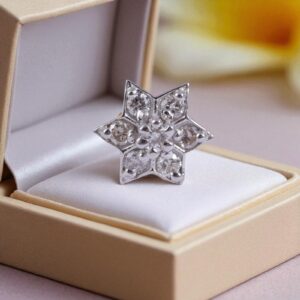 Z-068 (8) Pave 0.18 Cts Round Brilliant Cut Natural Diamonds Star Nose Stud 18K Yellow Gold