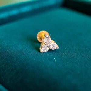 Z-072 (12) Magnificent 0.15 Cts Round Brilliant Cut Natural Diamonds Nose Stud in 18K Gold