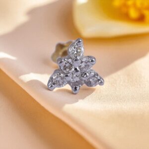 Z-073 (6) Gorgeous 0.16 Cts Round Brilliant Cut Natural Diamonds Nose Stud 18K Yellow Gold
