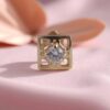 Z-074 (7) 0.04 Cts Round Brilliant Cut Natural Diamonds Square Nose Stud 18K Yellow Gold