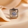 Z-074 (8) 0.04 Cts Round Brilliant Cut Natural Diamonds Square Nose Stud 18K Yellow Gold