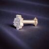 Z-077 (6) Pave 0.14 Cts Round Brilliant Cut Natural Diamonds Floral Nose Stud In 18K Gold