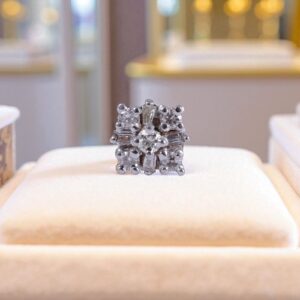 Z-079 (5) Elegant 0.18 Cts Round Baguette Shape Natural Diamonds Nose Stud 18K Yellow Gold